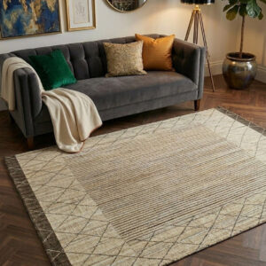 BROWN GEOMETRIC HANDLOOM CARPET
